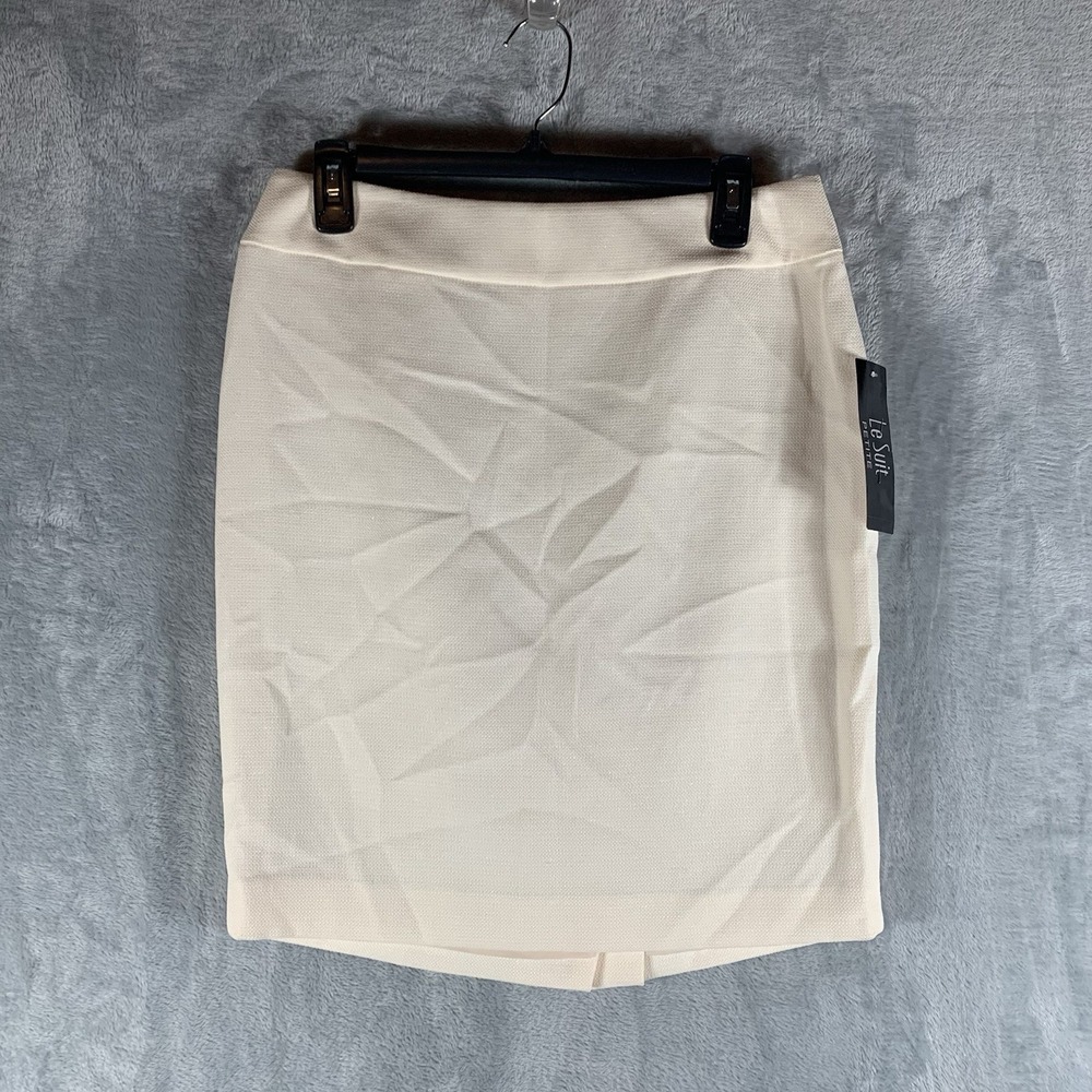 Le Suit Women's Skirt 6P Petite Pencil Champagne Textured Knee Length Office